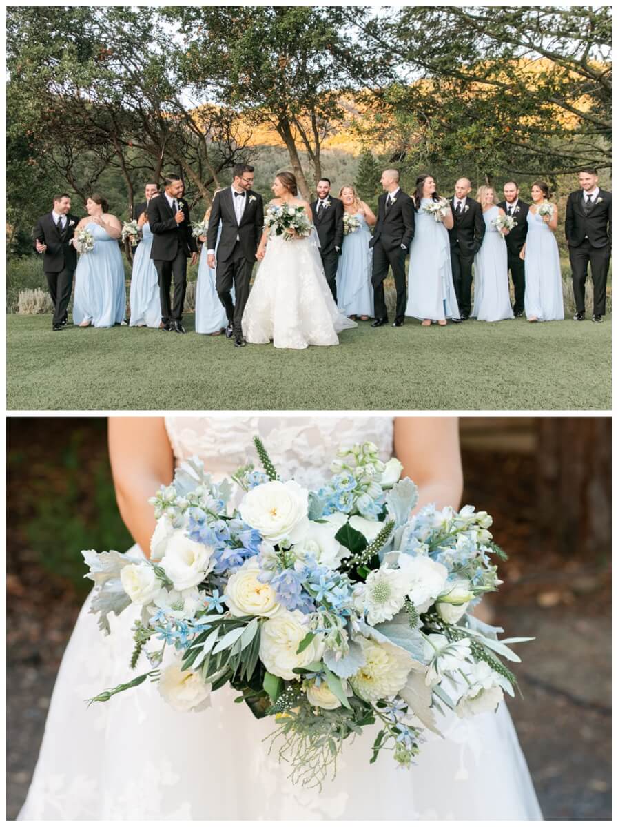 Organic soft blue and cream bridal bouquet, Aimee Lomeli Designs, Calistoga Ranch Wedding Florist