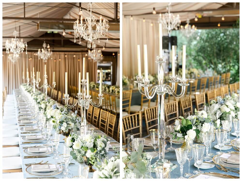 Cream and Dusty Blue Wedding Reception Ideas, Aimee Lomeli Designs, Calistoga Ranch Wedding Florist