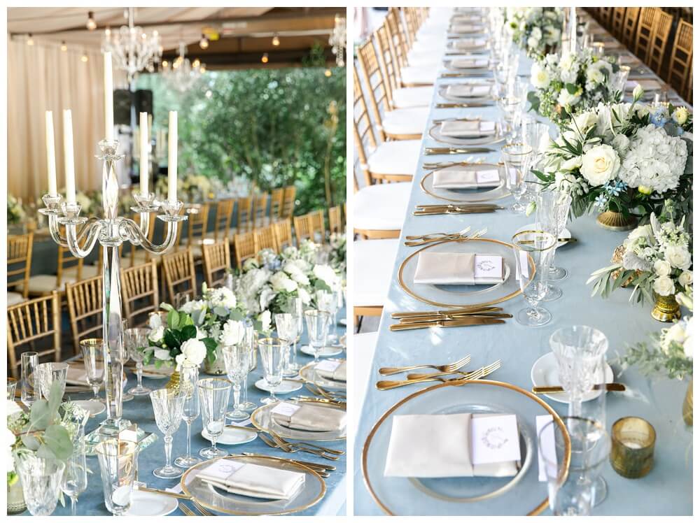Crystal Candelabras, Soft Blue Wedding Inspiration, Aimee Lomeli Designs, Calistoga Ranch Wedding Florist