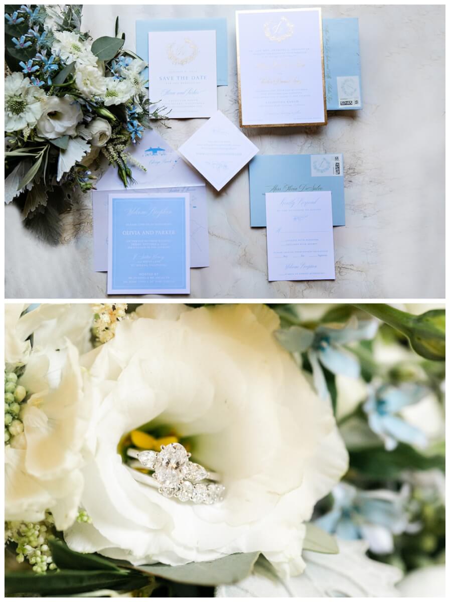 Soft blue and cream wedding invitation suite, Aimee Lomeli Designs, Calistoga Ranch Wedding
