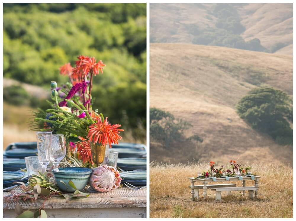 Bohemian wedding floral arrangement in the hills of Sonoma County