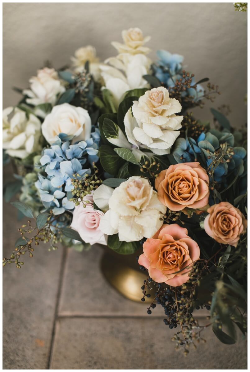 Dusty Blue & Peach Wedding Flowers, Napa Wedding Florist, Aimee Lomeli Designs